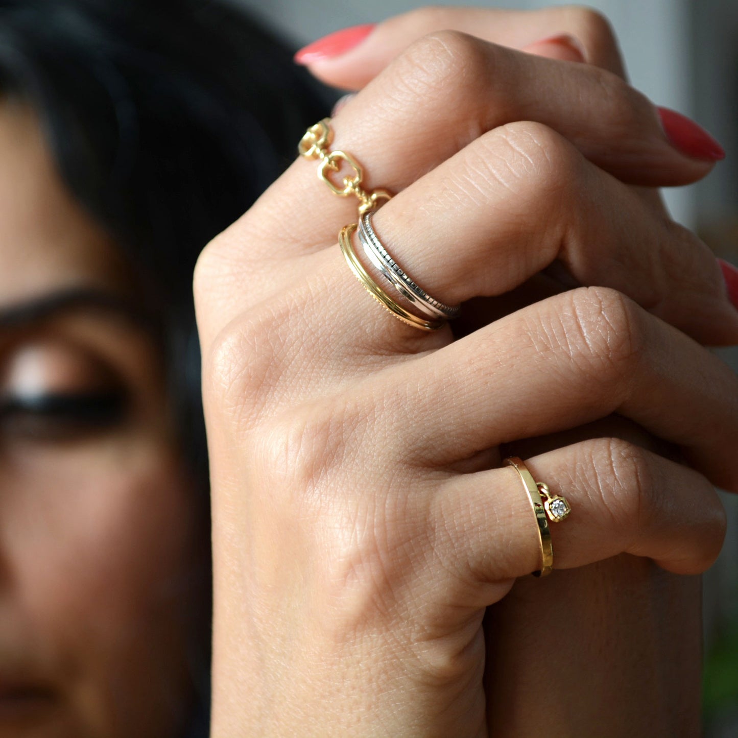 Beaded Step Stacker Ring