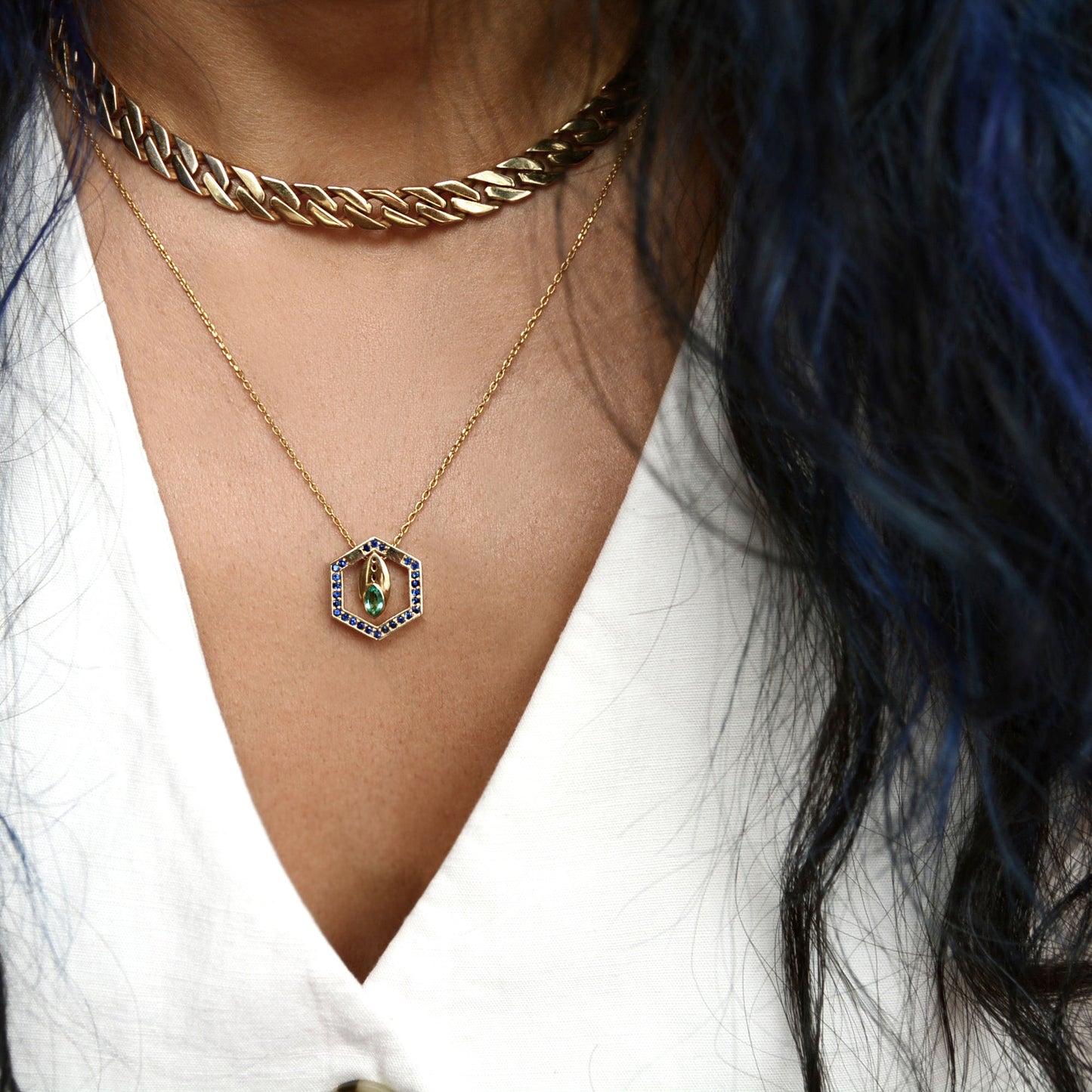 Reversible Honey Comb Pendant
