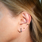 Pavé Reversible Diamond and Blue Sapphire Huggie