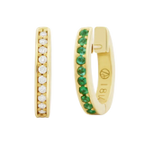 Pavé Reversible Diamond and Emerald Huggie