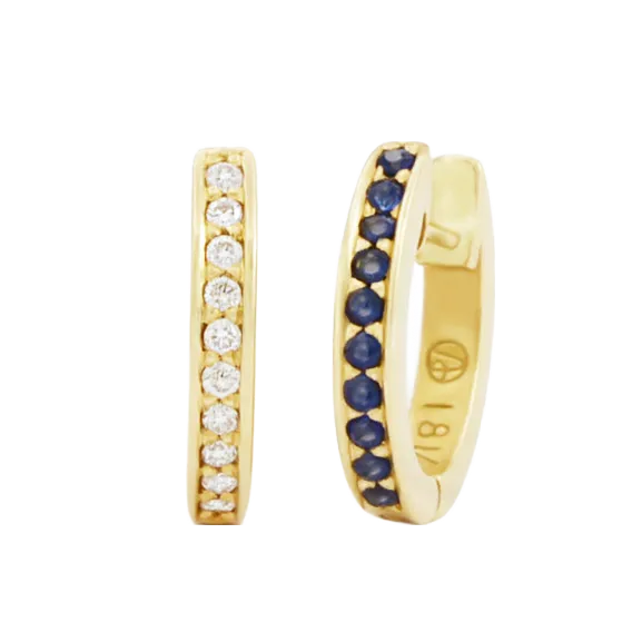 Pavé Reversible Diamond and Blue Sapphire Huggie
