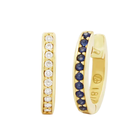 Pavé Reversible Diamond and Blue Sapphire Huggie