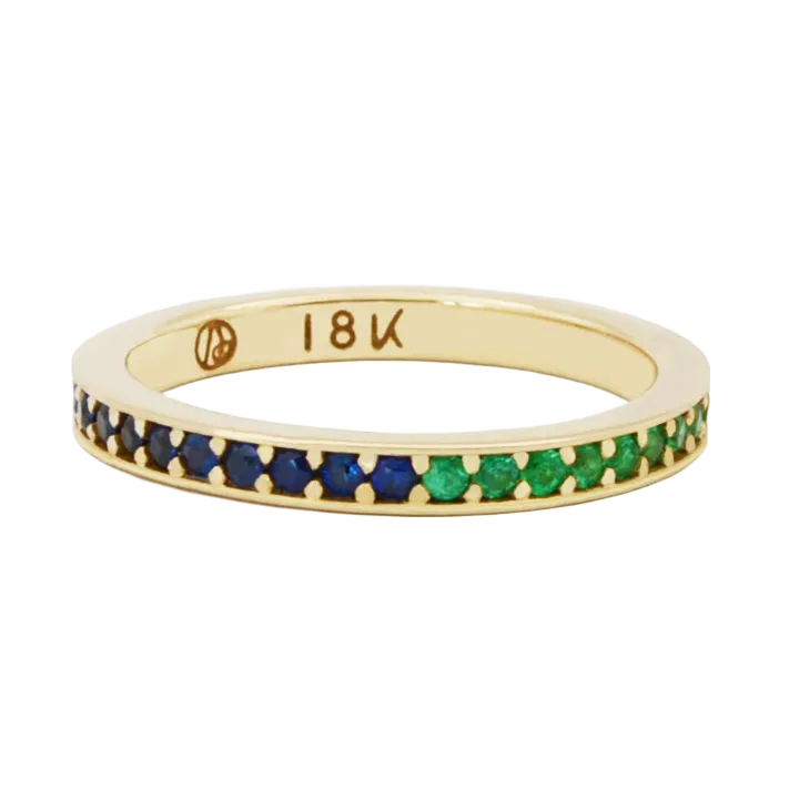 Two Tone Gemstone Eternity Band