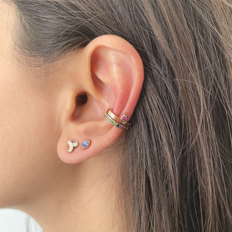 Globe Birthstone Ear Cuff